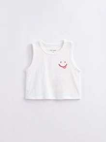 小女童卡通圖案背心上衣 - 白色 - 查看 1