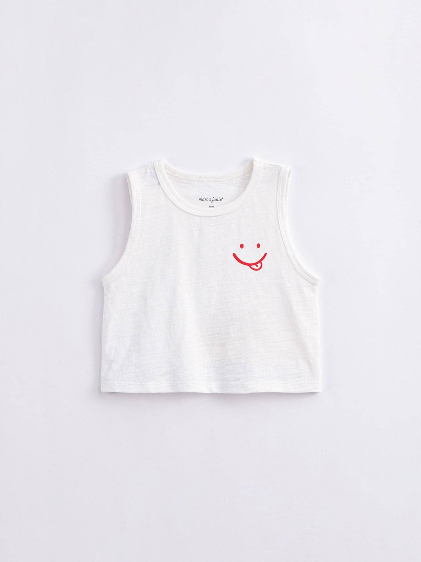 小女童卡通圖案背心上衣 - 白色 - 查看 1