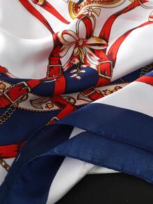 女士白色方形圍巾1條 - 藏蓝色 - 查看 6