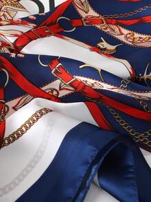 女士白色方形圍巾1條 - 藏蓝色 - 查看 5