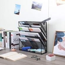 File Organizer Mesh 5 Tier Vertical Hanging Wall File Holder with Bottom Flat Tray,Black - Black - View 2