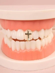 Brackets dentales decoración cruzada - Amarillo Oro - Ver 1