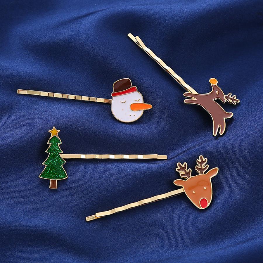 árbol de Navidad & alce adorno Horquilla bobby Set - Multicolor - Ver 1