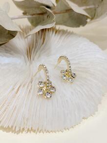 1pc Rhinestone Decor DIY Earrings Accessory, Gold Zinc Alloy Vintage Earrings For Household