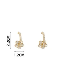 1pc Rhinestone Decor DIY Earrings Accessory, Gold Zinc Alloy Vintage Earrings For Household