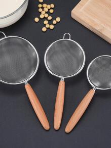 1pc Stainless Steel Slotted Spoon With Wooden Handle, Household Kitchen Strainer Mesh Skimmer Net Ladle For Hot Pot, Frying, Tea Filtration - Multicolor - View 9