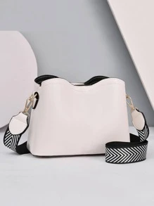 小水桶包蝴蝶裝飾時尚可調整肩帶 - 白色 - 查看 3