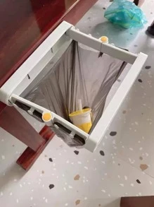 1入組懸掛垃圾袋白色PP可折疊垃圾袋收納架 - 白色 - 查看 5