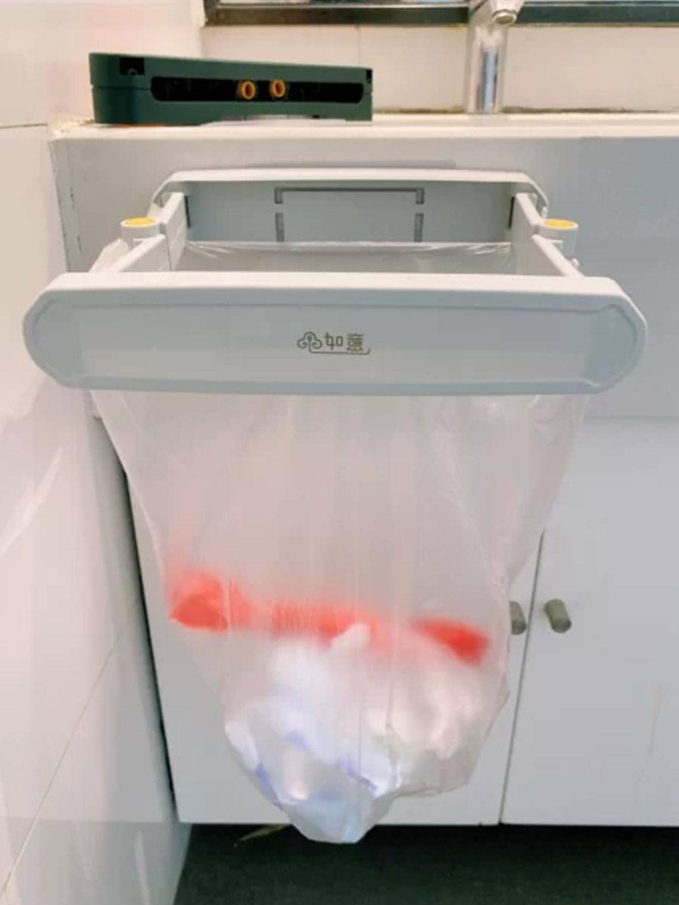 1入組懸掛垃圾袋白色PP可折疊垃圾袋收納架 - 白色 - 查看 1