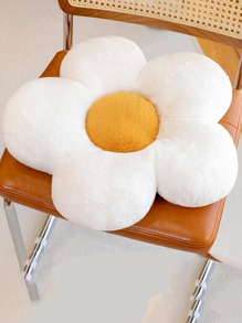 1pc Flower Pillow, Flower Shaped Throw Pillow Butt Cushion Flower Floor Pillow, Seating Cushion, Cute Room Decor & Plush Pillow for Bedroom Sofa Chair(White/Yellow, 35cm*35cm/50cm*50cm) - White - View 1