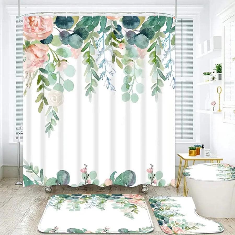 1 tấm rèm tắm in hình thực vật - Nhiều màu - Xem 1