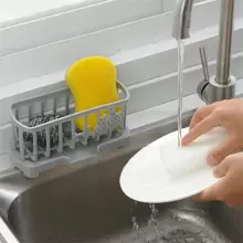 1 pieza Cesta de secado de fregadero de cocina de unicolor - Gris - Ver 2