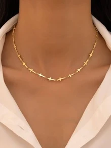 Cross Decor Necklace - Yellow Gold - View 1