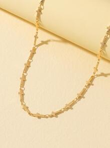 Cross Decor Necklace - Yellow Gold - View 3