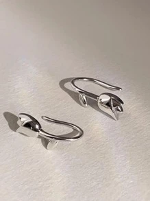 2入組鬱金香設計耳釘 - 銀色 - 查看 5