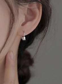 2入組鬱金香設計耳釘 - 銀色 - 查看 1