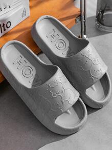 女士卡通壓花單帶學院灰色拖鞋 - 灰色 - 查看 3