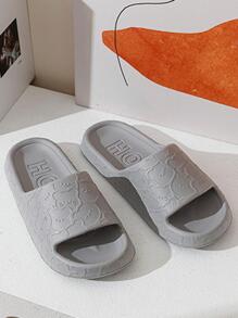 女士卡通壓花單帶學院灰色拖鞋 - 灰色 - 查看 4