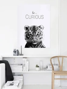 1 Màu Đen Trắng Trang Trí Nhà Tranh Canvas Trẻ Em Nghệ Thuật Treo Tường Trích Dẫn Nổi Tiếng Động Vật Trang Trí Treo Tường - màu đen - Xem 4