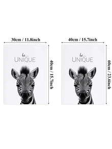 1入組黑白家居裝飾帆布繪畫兒童牆壁藝術名言動物牆壁裝飾 - 白色 - 查看 5