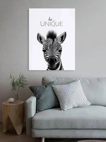 1入組黑白家居裝飾帆布繪畫兒童牆壁藝術名言動物牆壁裝飾 - 白色 - 查看 2