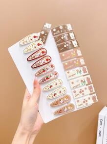 20入組女孩兔子和花卉圖案可愛髮夾適用於頭髮裝飾用品 - 彩色 - 查看 6