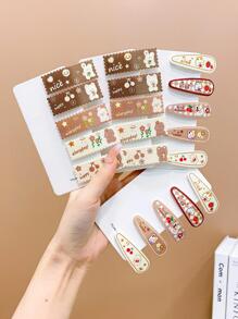 20入組女孩兔子和花卉圖案可愛髮夾適用於頭髮裝飾用品 - 彩色 - 查看 4