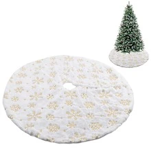 Falda de árbol con dorado de pelo falso blanco árbol árbol de navidad Base Alfombra