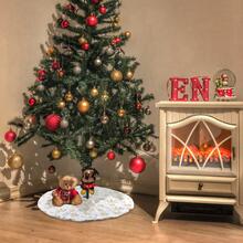 Falda de árbol con dorado de pelo falso blanco árbol árbol de navidad Base Alfombra