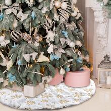 Falda de árbol con dorado de pelo falso blanco árbol árbol de navidad Base Alfombra