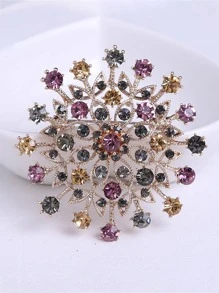 優雅水鑽花女士胸針閃耀水晶花胸花連衣裙配件別針派對禮物 - 彩色 - 查看 2