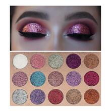 beauty glazed 15 Colors Eyeshadow, Glitters Shimmer Pigment Pressed Makeup Palette Eyes Cosmetic - 彩色 - 查看 2