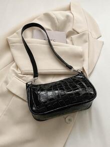 心形裝飾拉鍊方形袋，Pu Y2K風格肩背包，時尚便攜腋下包，適合音樂節