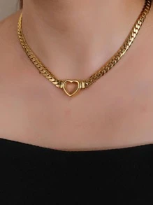 1 Dây Thép Không Gỉ Thời Trang Trái Tim Trang Trí Dây Chuyền Vòng Cổ Cho Nữ Trang Trí Hàng Ngày - Vàng - Xem 3