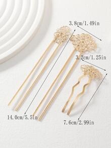 1 Phụ Nữ Kết Cấu Trang Trí Đính Hạt Kẹp Tóc Để Trang Trí Tóc - Vàng - Xem 3