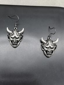 骷髏耳墜 - 復古銀色 - 查看 2