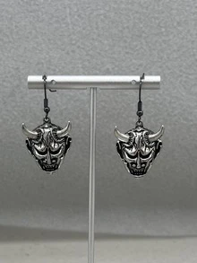 骷髏耳墜 - 復古銀色 - 查看 3