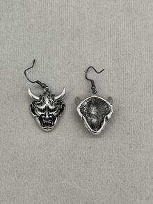 骷髏耳墜 - 復古銀色 - 查看 4