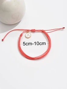 字母細節圓形吊飾手環 - 粉色 - 查看 4