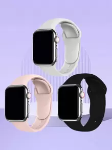 3條男女款黑白粉色矽膠運動智能錶帶，兼容Apple Watch錶帶38mm40mm41mm42mm44mm45mm49mm，兼容Apple Watch系列SE/8/7/6/5/4/3/2/1 - 彩色 - 查看 1