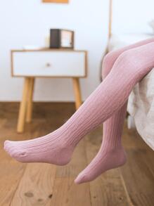 1pair Girls Geometric Detail Tights For Daily Life