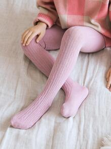 1pair Girls Geometric Detail Tights For Daily Life