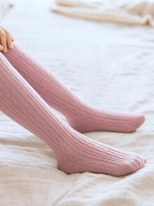 1pair Girls Geometric Detail Tights For Daily Life