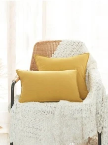 Homes Burnt Orange Solid Dyed Canvas Square Accent Vỏ gối trang trí Giáng sinh - 1 cái, 18x18 inch - Thích hợp cho ghế dài, ghế sofa, ghế, giường & trang trí nhà cửa, chỉ có vỏ bọc - Màu vàng - Xem 1