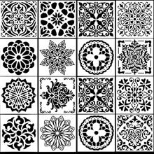16pcs Painting Template Reusable Mandala Stencils, Laser Cut Painting Stencil Mandala Drawing Stencil - White - View 7