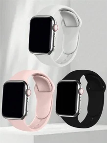 3條男女款黑白粉色矽膠運動智能錶帶，兼容Apple Watch錶帶38mm40mm41mm42mm44mm45mm49mm，兼容Apple Watch系列SE/8/7/6/5/4/3/2/1 - 彩色 - 查看 2