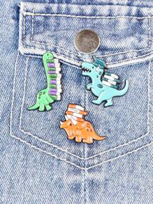 3pcs/set Cartoon Dinosaur Design Brooch - Multicolor - View 1