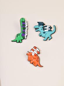 3pcs/set Cartoon Dinosaur Design Brooch - Multicolor - View 3
