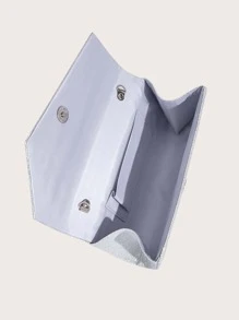 水鑽裝飾方包銀前衛翻蓋 - 銀色 - 查看 9