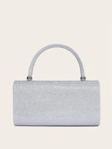 水鑽裝飾方包銀前衛翻蓋 - 銀色 - 查看 6